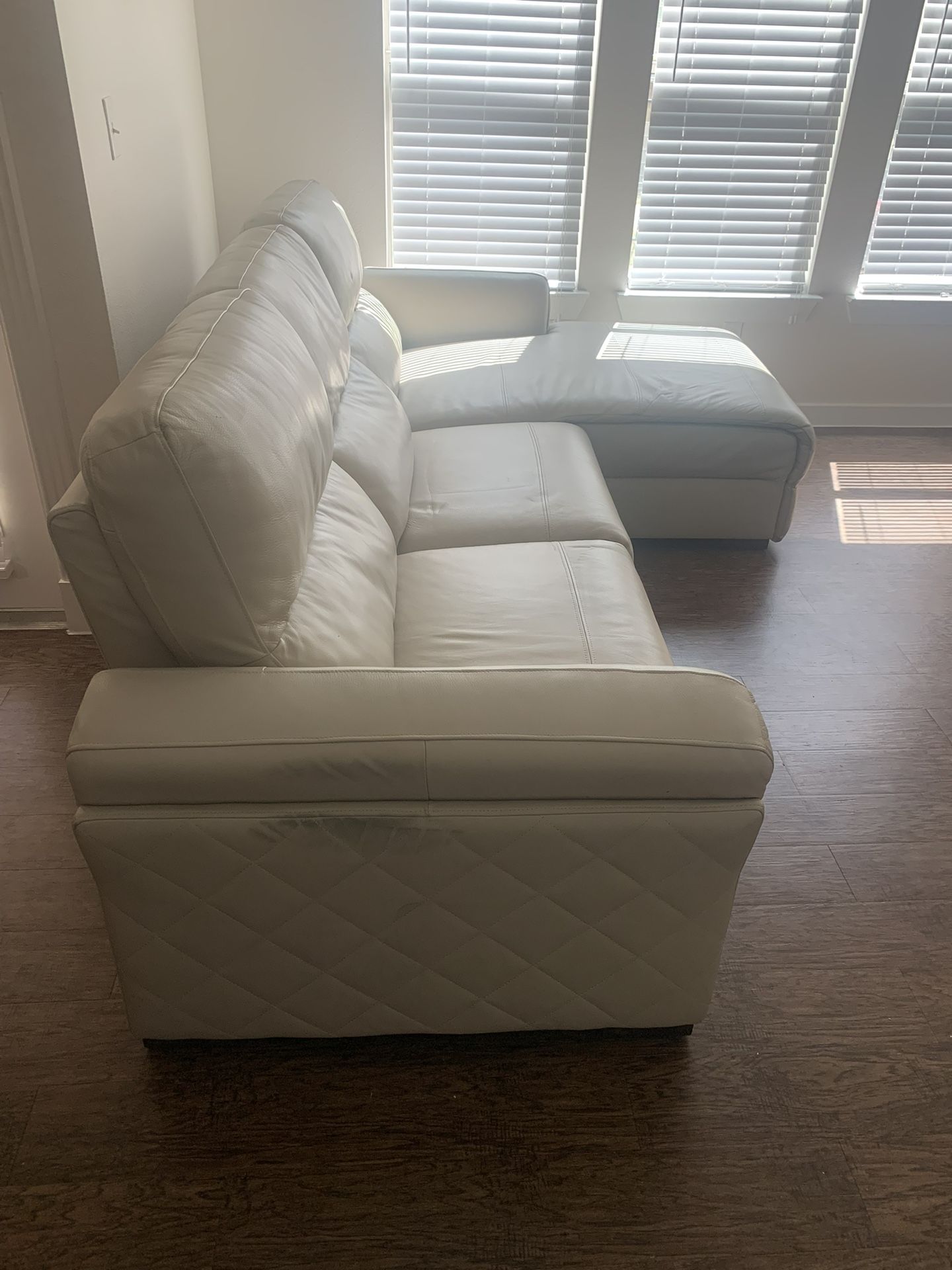 Comfortable Real Leather Ivory Couch