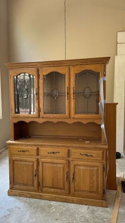 Traditional China Hutch with Glass Doors
