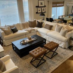 Custom white Fabric Sectional