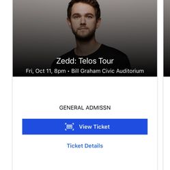 10/11 FRIDAY SF ZEDD TICKETS $85