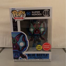 Marvel Pop DC BLUE BEETLE Figure GameStop Exclusive GLOWS 