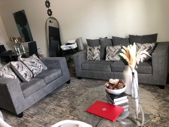 Two set of grey sofas