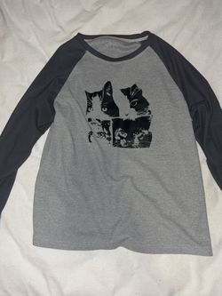 Womens Grey cat long sleeve 
