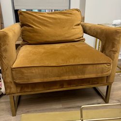 Gold And Brown Accent Chair 