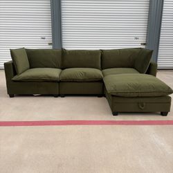Modular Cloud Couch Sectional Olive Green Velvet Delivery Available 🚚