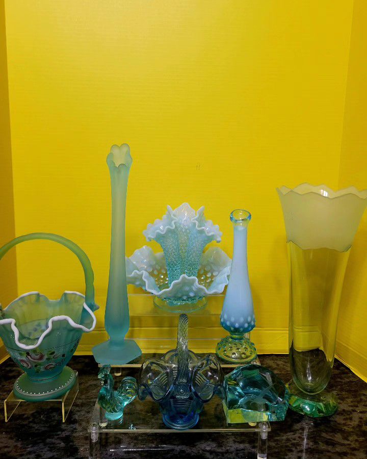 Baby Blue Glass Collection Please See description for measurements and pricing 