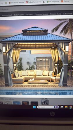 Heavy duty gazebo with lights, privacy curtain and netting.