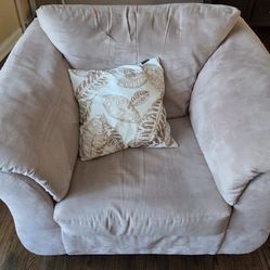 2 piece chair and Sectional with Pillows Light beige color