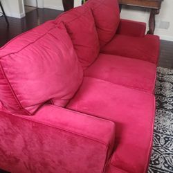 72" Red Sofa and Chair