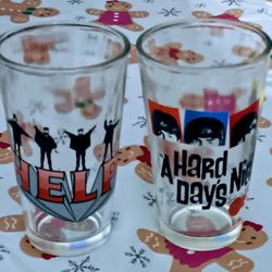 Vtg Beatles 16oz Drinking Glass Collectable Set (2)