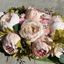 Champagne Pink Peony and eucalyptus garland for Wedding or special occasion