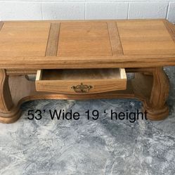 Beautiful detailed table 54 x 20 , one drawer it comes out both directions $100