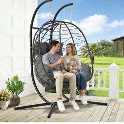 Grepatio Double Egg Chair with Stand,