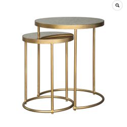 Signature Design by Ashley Majaci Glam Nesting Accent Table Set of 2, Gold Metal
