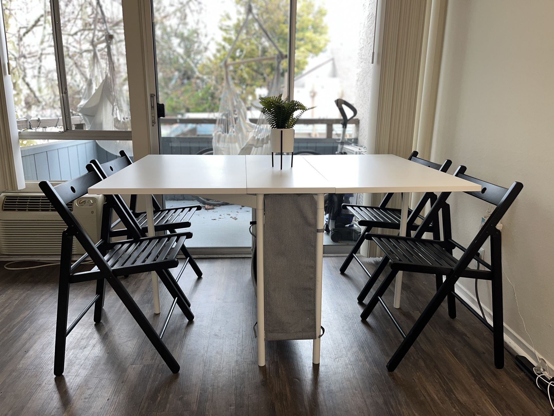 IKEA Convertible Dining Room Table / Console Table And Folding Chairs