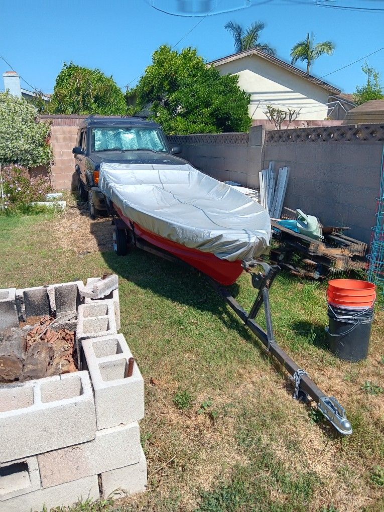 14ft Aluminum Boat With 2 Motors And Trailer