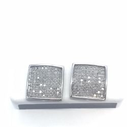 Gold Diamond Earrings Dome Style 10K New