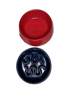 No Choke Dog Bowls, One Size, Red and Blue