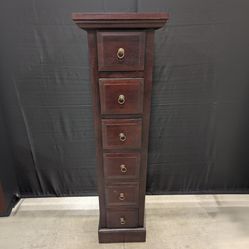 Traditional Tall Wood Lingerie Chest with 7 Drawers, Mahogany Finish