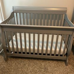 Delta grey convertible crib and mattress