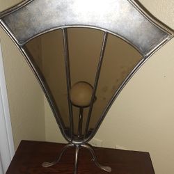 Fan shape metal and glass 22" Pedestal Candle Holder