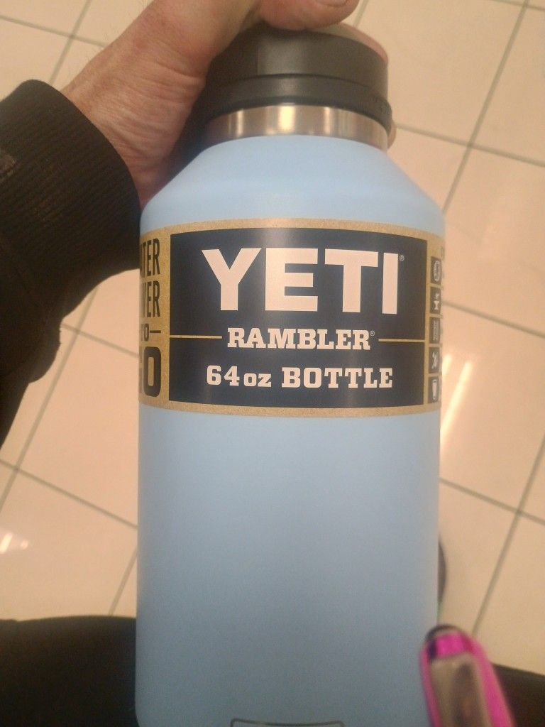 64oz Yeti Rambler, Sky Blue In Color.
