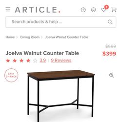 Article Furniture Counter Table And Stool Set