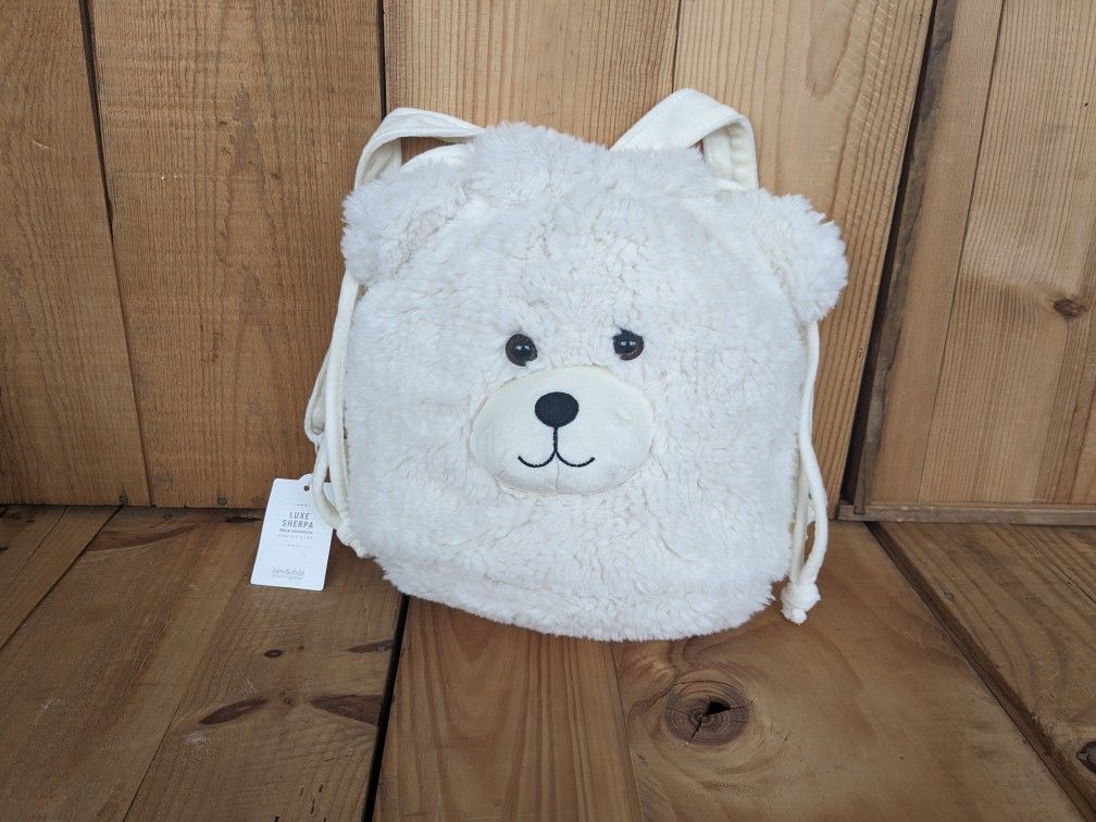 BABY & CHILD Restoration Hardware SHERPA BEAR Plush Animal Backpack White New With Tags