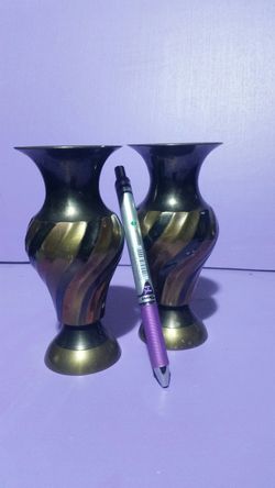 Pair of small brass vase
