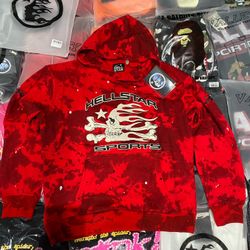 Red tie dye Hellstar Hoodie Size Medium