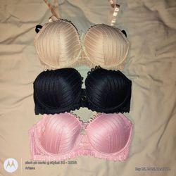 Lot of 3 Lace Trim Push-Up Bras
