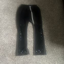 Black Stacked Sweat Pants 