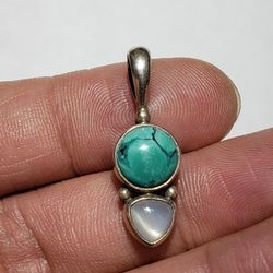 Sterling Silver Sajen Turquoise And Moonstone Locket
