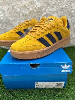 Adidas Samba XLG Yellow Navy Suede Sneakers size 9 1/2