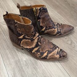 Portuguese cork and faux snakeskin ladies' boots