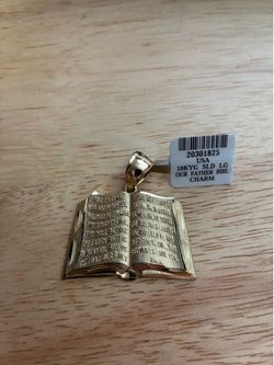 10k Solid Yellow gold Open Bible Charm