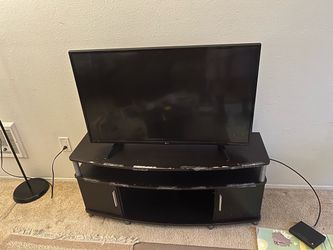 Black Media Console TV Stand with Storage Cabinets