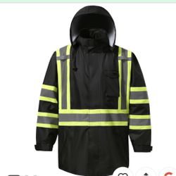 Reflective Rain jackets for men waterproof,Hi Vis Safety Coat
