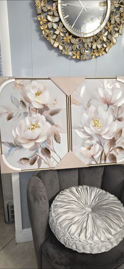 Set Of 2 Crystal Flower Pictures New