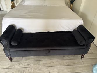 Storage Bench 72” Black Velvet Plush Sturdy! Length 14” Deep 27” Tall