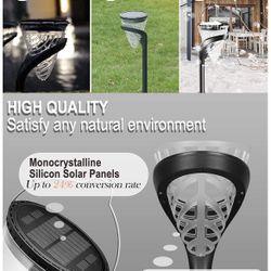 Solar Garden Lights Outdoor, Pathway Solar Powered Lights Decorative Waterproof Wireless 3-in-1 Hanging LED Landscaping Cone Wall Light for Walkway La