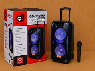 Quantum Dual 10" Battery Powered Portable Bluetooth Speaker Wireless Mic 3500 Watts Karaoke DJ QDJ210WP 🚨 No Credit Needed 🚨