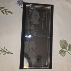 4-Wells Fargo etched crystal paperweight