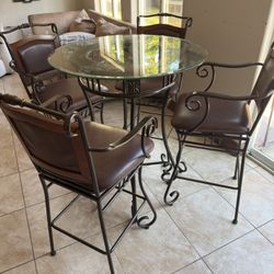 Iron Glass Table With Four Chairs