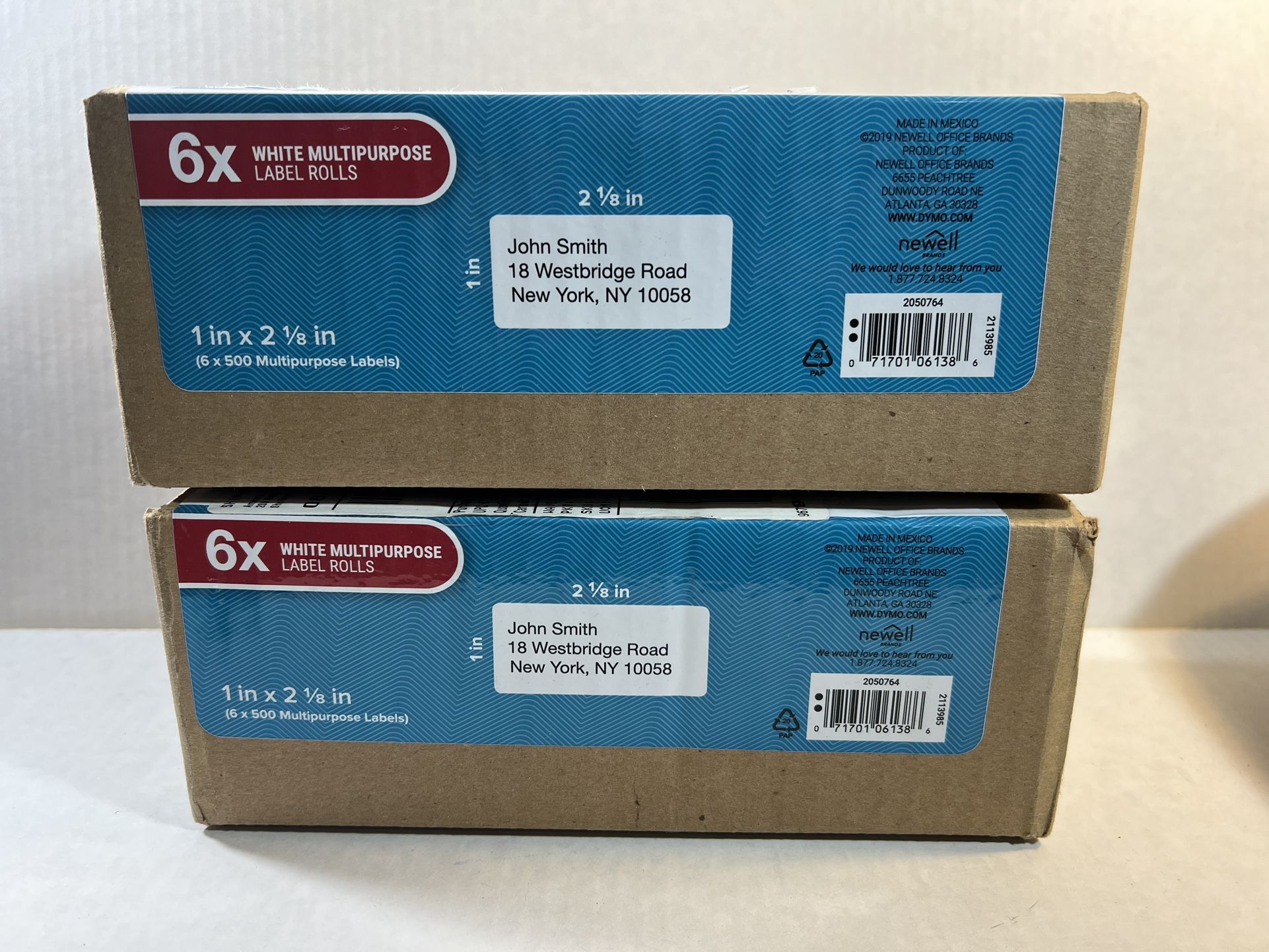 2 boxes of DYMO LabelWriter Multi-Purpose White, 1'' x 2-1/8'' (30336), 6 Rolls of 500
