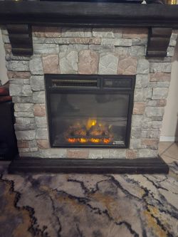 Electric Fireplace with Stone Mantel
