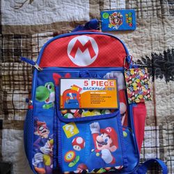 Super Mario 5 Piece Backpack Set 