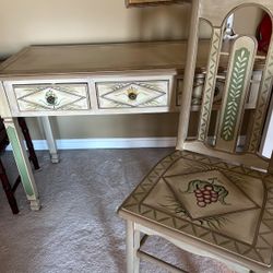Desk and Chair Set Solid Wood Hand Painted Tuscan-inspired