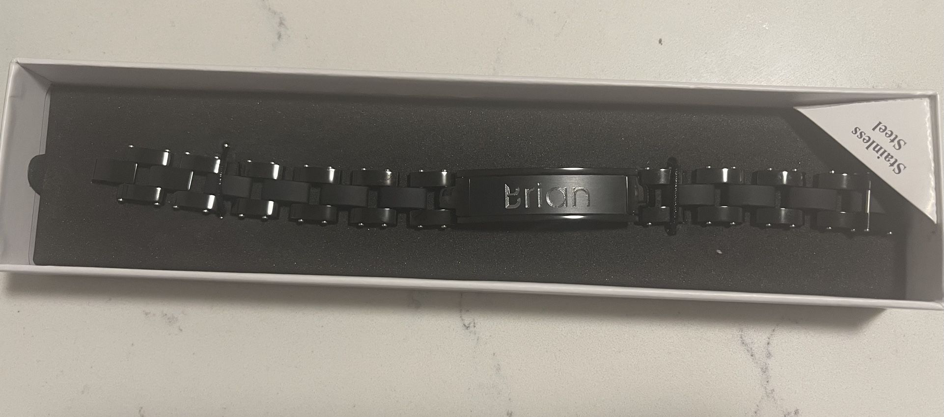 New Stainless Steel Black Name Bracelet-Brian