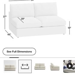 Crate And Barrel Deep Armless Loveseat Oatmeal 